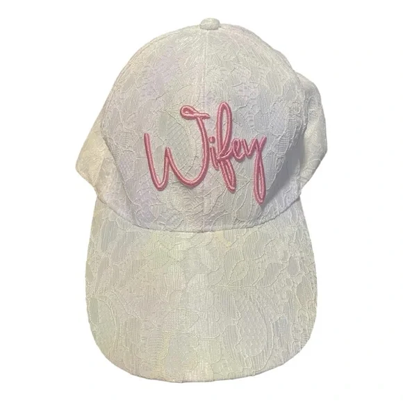 Wifey Embroidered Lace White Cap - Picture 2 of 7